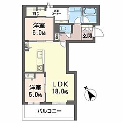 コンフォルタ 2階2LDKの間取り