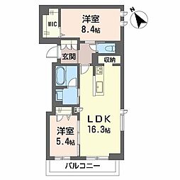 コンフォルタ 3階2LDKの間取り