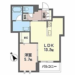 コンフォルタ 3階1LDKの間取り