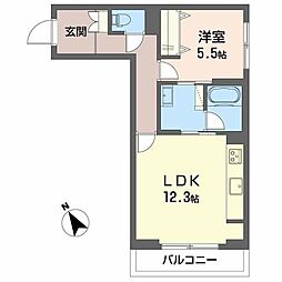 ツヴェルフII 3階1LDKの間取り
