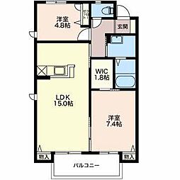 サウスウインド 2LDKの間取図画像