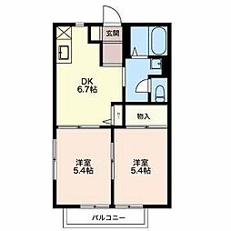 フレグランスヴィラC 2DKの間取図画像