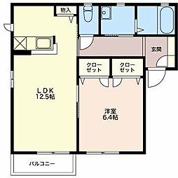 ディアス石芝 1LDKの間取図画像