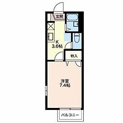 プレミール・シェソワ 1Kの間取図画像