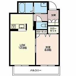 ルーエシャトー 1LDKの間取図画像