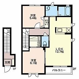 エスプワール 2階2LDKの間取り