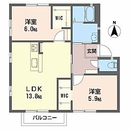 ビレッジ　アスカ 2階2LDKの間取り