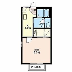 ディアスファースト 1階1Kの間取り