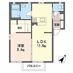 ルミエール 1階1LDKの間取り