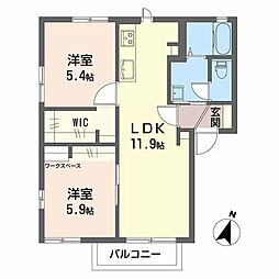 ブルーヒル 2階2LDKの間取り
