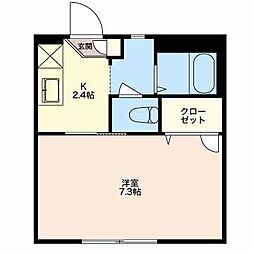 シャルマンさつきＡ 2階1Kの間取り