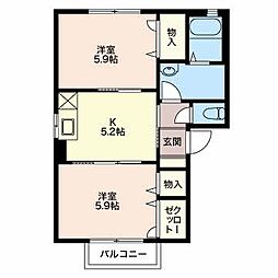 フォーレス二本松 1階2Kの間取り