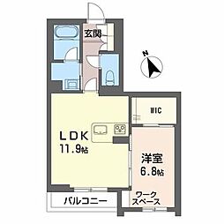 AcloudResidence 1LDKの間取図画像