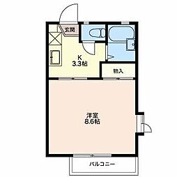 フレグランスしんB 1Kの間取図画像