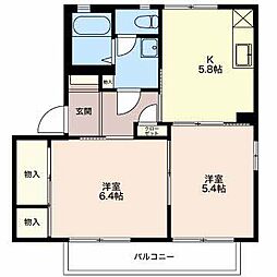 ディアスりんどうA 2Kの間取図画像