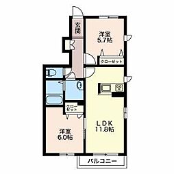 グランテージ 2LDKの間取図画像