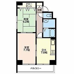 リバーサイドタワー 2DKの間取図画像