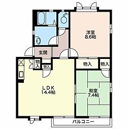 ラプラス稲田S棟 2LDKの間取図画像