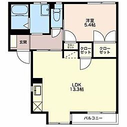 ラプラスゆうW 1LDKの間取図画像