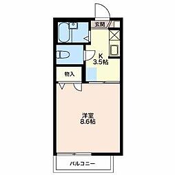 ラフィーネＳＴ 2階1Kの間取り