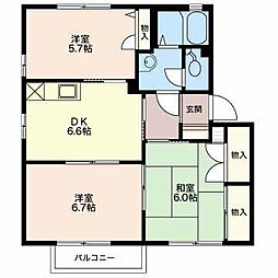 ディアスあらい 1階3DKの間取り