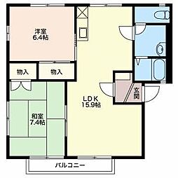 ルミエール富竹 2階2LDKの間取り