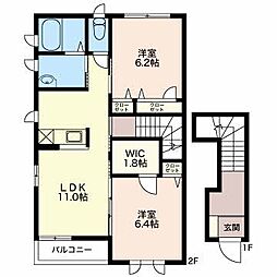 メゾンドソレイユ 2階2LDKの間取り