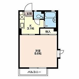 レーベン美里 1階1Kの間取り
