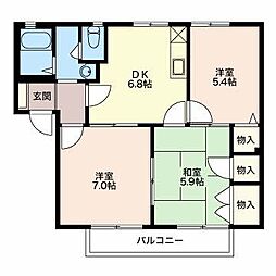 フレグランス富士見 2階3DKの間取り