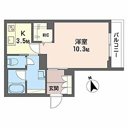 グラン　ロフォス　（Ｇｒａｎ　Ｒｏｆｏｓｕ） 2階1Kの間取り