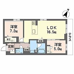 シクラシオン 2LDKの間取図画像