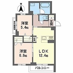 ウィステリア蜷川 3階2LDKの間取り