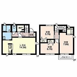 ソレアード 3LDKの間取図画像