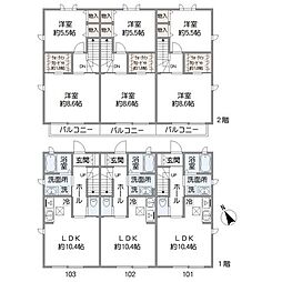 グランベルハウス栗平 2LDKの間取図画像