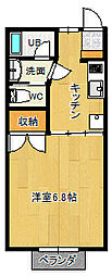 ラ・セーヌB 1Kの間取図画像