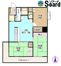 ハイム屋敷前 3LDKの間取図画像