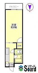 富田ハイツ 1Kの間取図画像