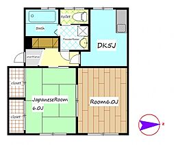 マンションふじ 2DKの間取図画像