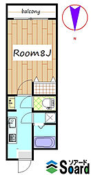 アイクス 1階1Kの間取り