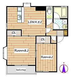 ボンジュールなかざわ 2階2LDKの間取り