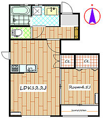 Fiore Tomihisa 1階1LDKの間取り