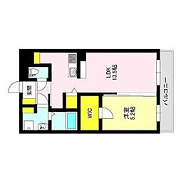 エクセルスクエアレジデンス 2階1LDKの間取り