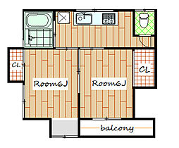 ハイツフレンド広瀬V 1階2DKの間取り