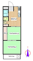 富沢ホワイトコーポA 2DKの間取図画像