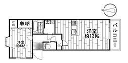 プラムハイツB 1LDKの間取図画像