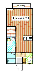 シャーメゾン深町 2階ワンルームの間取り