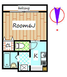 シタラハイツII 1階1Kの間取り