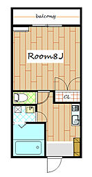 ＭＩＫＩハイツIIＤ 2階1Kの間取り