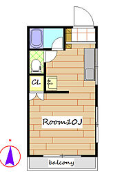 BIBLIO並榎 3階ワンルームの間取り