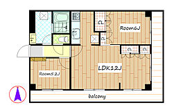 エルグランドレジデンス 2階2LDKの間取り